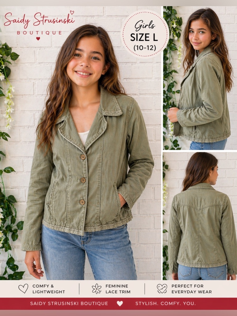 NAFNAF big girls Olive Green Jacket/size L